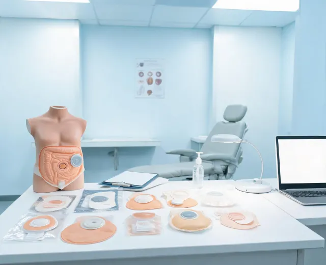Specialist ostomy clinic consultation workspace